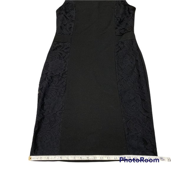MERONA Little Black Dress Size Medium Simple But Elegant Lace Panels - Picture 14 of 15
